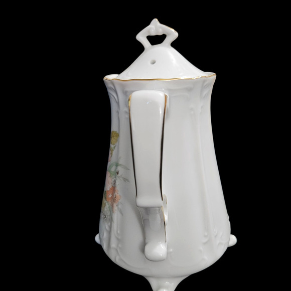 Winrose Collection Porcelain Coffee Pot Teapot Floral Gold Trim Hand Decorated - Picture 4 of 7